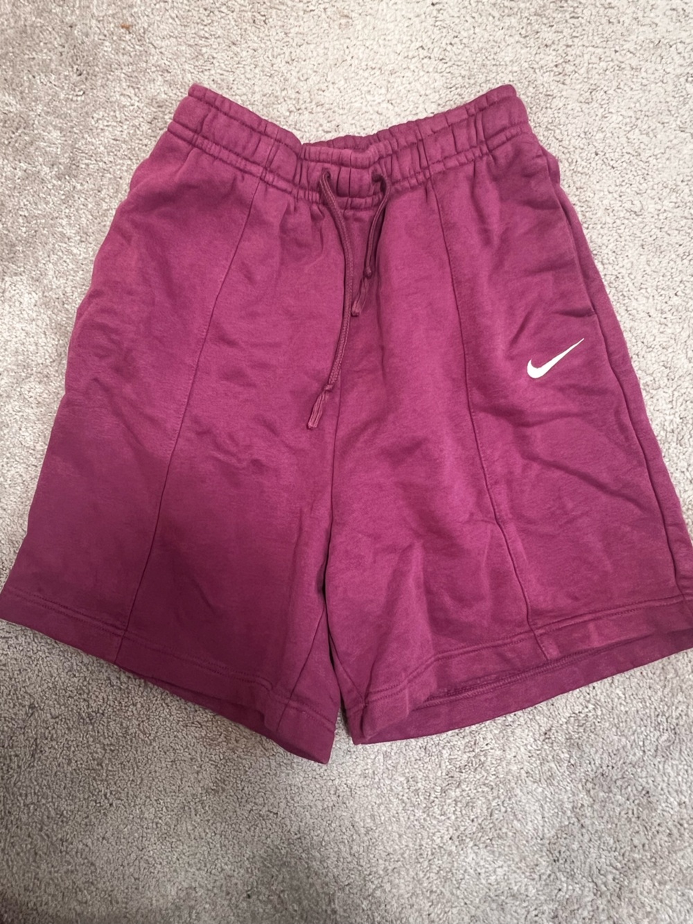 Nike Plum/Purple Oversized Sweatshorts with Black Swoosh Tag